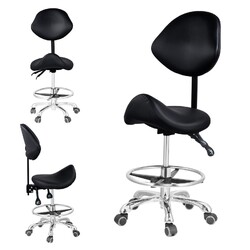 Rollhocker Arbeitshocker Drehhocker Hocker mit Lehne Praxishocker Schwarz/Weiß