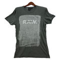 G-Star Raw T-Shirt Herren Shirt S Grau kurzarm Print Motiv Baumwolle