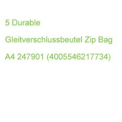 Durable Gleitverschlussbeutel Zip Bag Transparent/schwarz 0,43 Mm, 5 St. 247901
