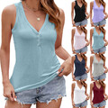 Damen-T-Shirt Mit V-Ausschnitt Ärmellos Für Den Sommer Dehnbare Tanktops ≌