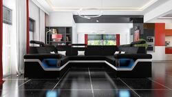 Ledersofa Big XXL Couch Ecksofa Wohnlandschaft Couch Polster Sitz XXL Garnitur