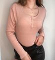 Rosa kurzer dünner Pullover Shirt mit Knöpfen H&M Größe L