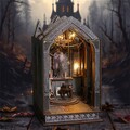 DIY Book Nook Kit 3D Holz Puzzle Bücherregal Dekor Miniatur Haus mit LED Light