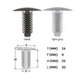 10x Verkleidung Clips Befestigung Panel Halter UNIVERSAL 9 mm Kopf 24 mm grau