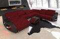 Couch Wohnlandschaft Stoffsofa SWING XXL Mikrofaser Rot Eck Sofa LED Ottomane