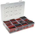 560teiliges Schrumpfschlauch Set Sortiment in Plastikbox Ratio 2:1 Schwarz + Rot