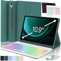 Beleuchtet QWERTZ Tastatur Hülle Maus für Samsung Galaxy Tab S10 FE 10,9 SM-X520