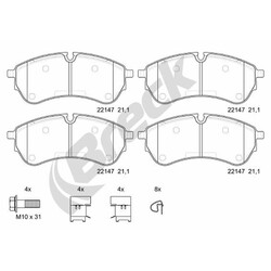 1x ORIGINAL® Breck Bremsbelagsatz, Scheibenbremse Vorne, Hinten, exkl.
