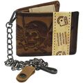 Kettenbörse RFID Herren Geldbörse mit Kette Leder Portemonnaie Geldbeutel SKULL