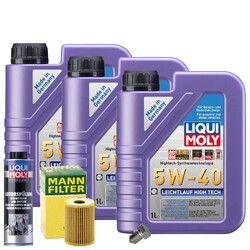 Motoröl 5W40 LIQUI MOLY High Tech 3L+MANN Ölfilter+Spülung+Ölablassschraube