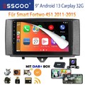 DAB+ Carplay Android 13 32G Autoradio GPS Navi KAM Für Smart Fortwo 451 2011-15