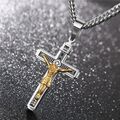 Halskette mit Anhänger Kreuz Kette Jesus Gold Christus Silber Religion 3 MODELLE
