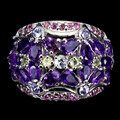 925 Sterlingsilber Ring Birne Amethyst Rhodolith Tansanit Edelstein Schmuck Sz 8