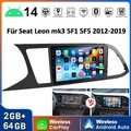 Android14 2+64G CarPlay Für Seat Leon 5F1 5F5 2012-2019 Autoradio GPS RDS SWC BT