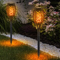 2er Set LED Außen Lampen SOLAR Feuer Effekt Terrassen Erdspieß Außen Leuchten