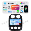 CarPlay 6+128GB Android 14 Autoradio GPS Navi SWC BT Für Jeep Compass 2010-2016