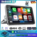 6+128GB Android 14 8-Kern mit Carplay Autoradio 1 DIN 4G 360° Drehbar Bildschirm