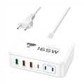 USB C Ladegerät 165W Schnellladegerät Mehrfach Ladegerät 6 Port USB