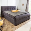 Design Boxspringbett SIGNUM 180x200cm dunkelgrau Samt inkl. Topper Polsterbett