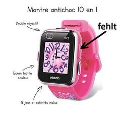 VTech KidiZoom Smart Watch DX2 pink mit Blümchen – mit Touchscreen, FRANZÖSISCH
