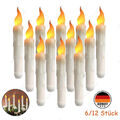6/12 Stück LED Stabkerzen "Flamme" Spitzkerzen Flicker Fensterkerzen Tafel-Kerze