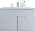 Waschbeckenunterschrank SPICE weiß Hochglanz MDF, 80 cm breit Siphonausschnitt