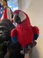 Papagei Ara auf Stamm Dekoration Tierfigur Gartenfigur Deko Figur Lebensecht