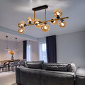 Deckenleuchte Deckenlampe Wohnzimmerleuchte Glaskugeln amber G9 LED L 87 cm
