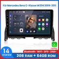 Android14 Carplay 2+64GB Für Mercedes Benz C-Klasse W204 2006-2011 Autoradio GPS