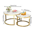 2er Couchtisch Set Beistelltisch Marmor Optik Wohnzimmertisch Rund Satztisch