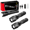 Super Hell Taschenlampe Set LED Taktische Fackel Lumen Akku Zoom Wasserfest