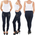 Legging Leggins Jeggins Jeggings Tregging Stoff Hüft Röhren Hose Übergröße Blau