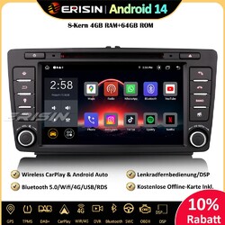 DAB+Android 14.0 Autoradio GPS 64GB Für Skoda Octavia Yeti Superb Roomster Rapid