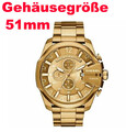 Diesel Herren Uhr DZ4360 Mega Chief Ø 51mm Goldfarben NEU OVP NEU
