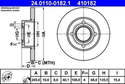 2x ATE Bremsscheibe 24.0110-0182.1 für AUDI