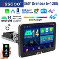 6+128G 8Core Autoradio Carplay Android 14 GPS Navi 1 DIN 360° Drehbar Bildschirm