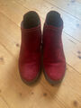 Gabor Chelsea Boots Veloursleder Gr 38 - schönes rot mit niedrigen Plateausohlen