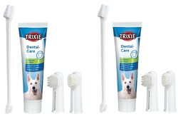 2 x Trixie Hunde Zahnpflegeset Zahnpasta Hundezahnbürste  Hundezahnpflege