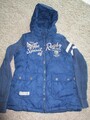 schöne Damen Outdoor Stepp- Jacke Weste Kapuze Strickärmel blau SOCCX Gr. M 38
