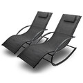 Gartenliege Sonnenliege Schwungliege Relaxliege Liegestuhl Schwarz 2x Lacestone®