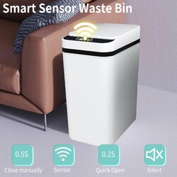 16 Liter Automatik Mülleimer mit Smart Sensor Küche Abfall l Mülleimer weiß NEU