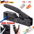 RJ45 Crimpzange + 12 Cat7 Stecker Set Netzwerk Werkzeug Lan Kabel Zange Cat 7/6