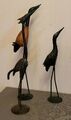 Schreit- Stelzvögel 3 Handgefertigte Skulpturen aus Metall und Holz