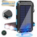 Solar Power Bank 30000mAh Tragbar Externer Batterie Ladegerät Für Handy Neu