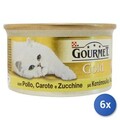 6x Essen Katze Gourmet Gold Dosen Pate '85 Grammipollo/Karotten
