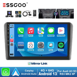 9" DAB+ Carplay Autoradio Android 13 4+64G GPS NAV BT Kamera Für Audi A3 S3 8P1