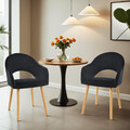 Esszimmerstühle 2er set Polsterstuhl mit Armlehne Holzbeine Stühle Samt Schwarz