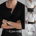 Herren Freizeit Sport Top mit geripptem Design O Ausschnitt Kurzarm für aktive Männer