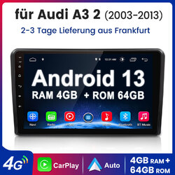 Für Audi A3 S3 RS3 2003-2013 9"Autoradio 4G+64G Android 13 Carplay Auto GPS Navi