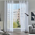 2er Set Vorhänge halbtransparent Ösenschal Gardine Sablé-Optik Vorhang como